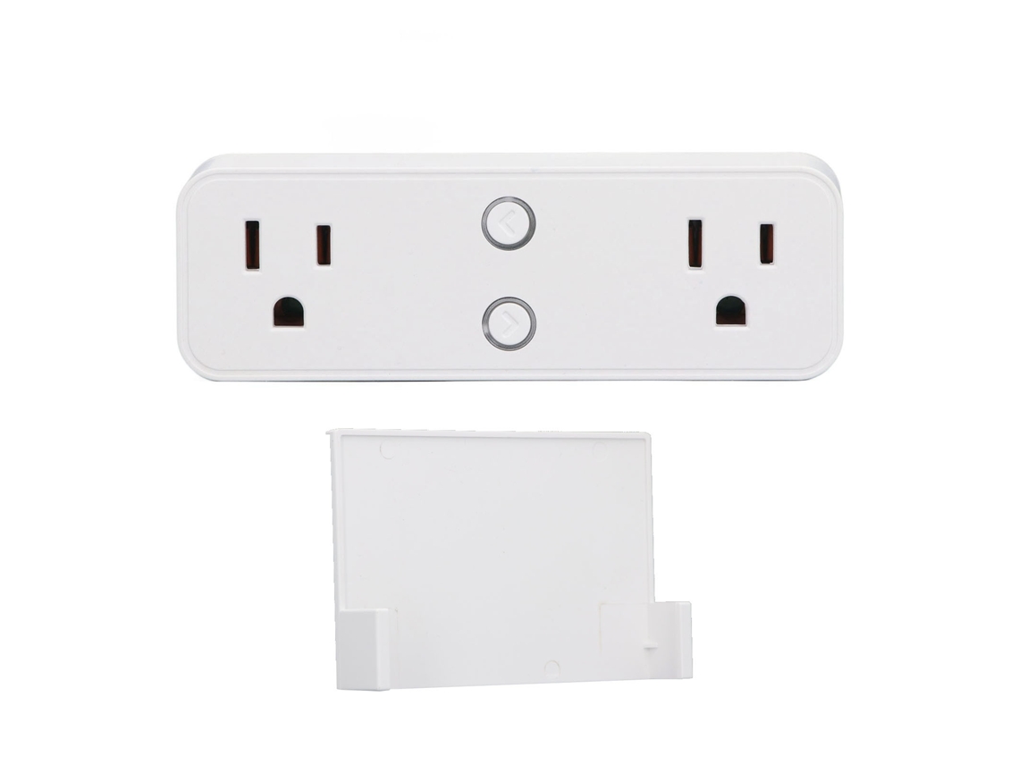 Plugue Inteligente Duplo Wifi Bluetooth com Prateleira Controle por Voz Compatível com Google Home