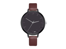 Relógio de Pulso Feminino de Quartzo com Pulseira de Couro Pu Estilo Simples Zhoulianfa Café