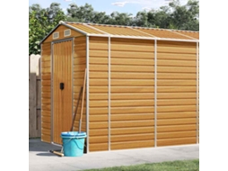 Vidaxl Abrigo De Jardim 191x725x198 Cm Aço Galvanizado Castanho-claro
