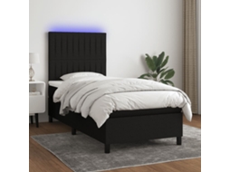 Cama Box Spring C/ Colchão E Led 80x200 Cm Tecido Preto