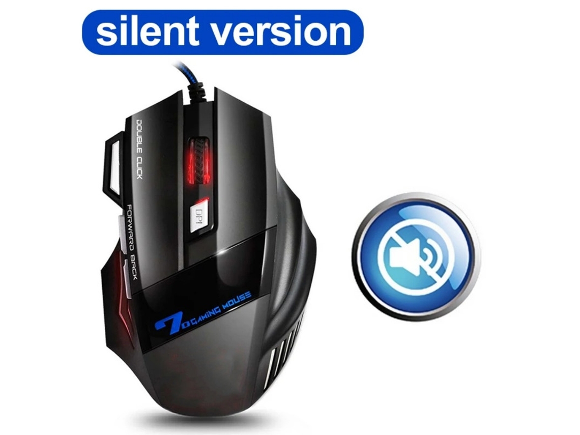 Rato Yizhood Computador Gamer Para Jogos Com Fio Rgb Retroiluminado Silencioso Led 7 Botões Usb Para Pc Desktop Preto