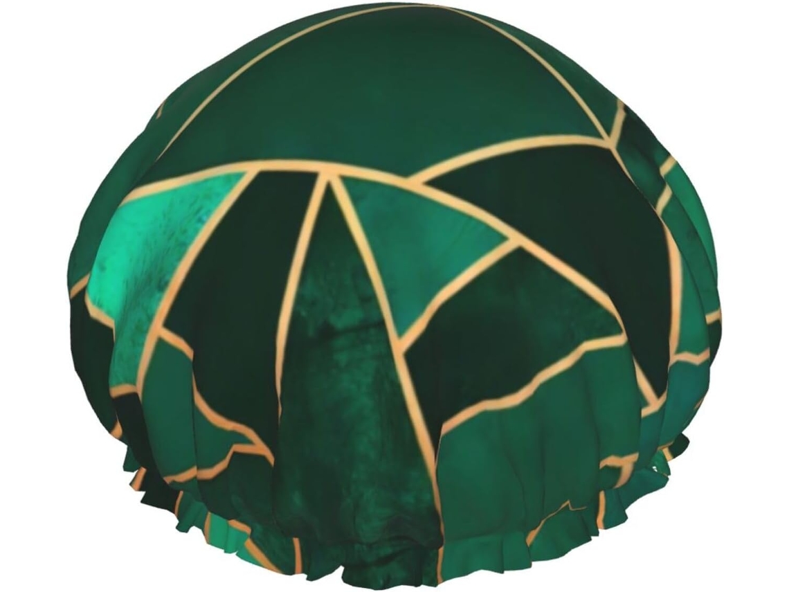 Touca De Banho Com Estampa Geométrica Preta E Dourada – Reutilizável, Dupla Camada, Essencial Para Viagens, Ideal Para