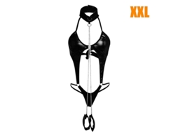Lingerie Sexy de Couro Pu para Mulheres com Cadeia, Sutiã, Tanga G string e Macacão Intimo