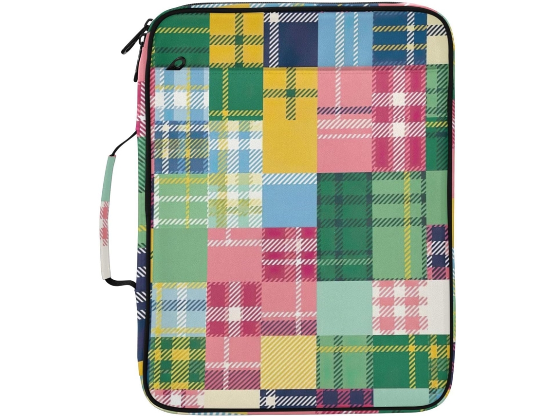 Organizador De Arquivos Expansível Em Padrão Xadrez Tartan Com Fichário Argolas Removível E Divisórias Sanfonadas