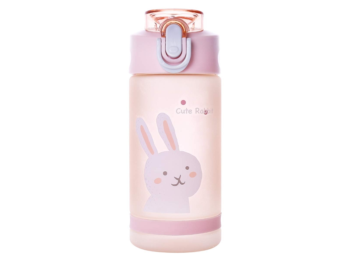 Botella de Água com Canudo, Frasco de Hidratação Plástica (550ml, Rosa)
