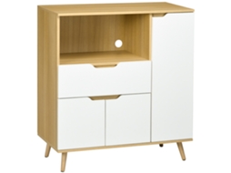 Armário de cozinha para micro-ondas, com 1 gaveta, 2 armários, 1 prateleira, 90x40x98,5cm, madeira e branco. ZENCORE SERVICES