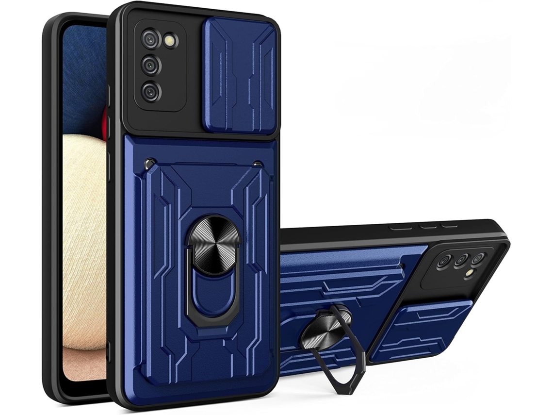Lente para Telefone Proteção Deslizante Anel para Samsung Galaxy A02 S HONGWE. Textura Macia Rígida com Anel de Suporte