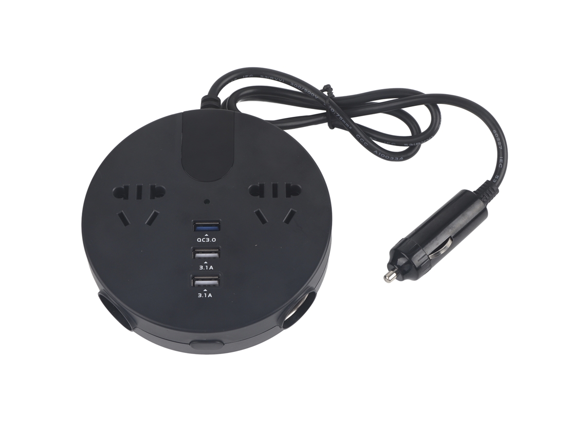 Aetheria inversor de Veículo 150w 12 24v com Tela Led e Carregamento Rápido Qc3.0 para Carro