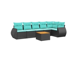 Conjunto de Sofá de Jardim, 7 Peças, Almofadas, Rattan Preto MAISON EXCLUSIVE