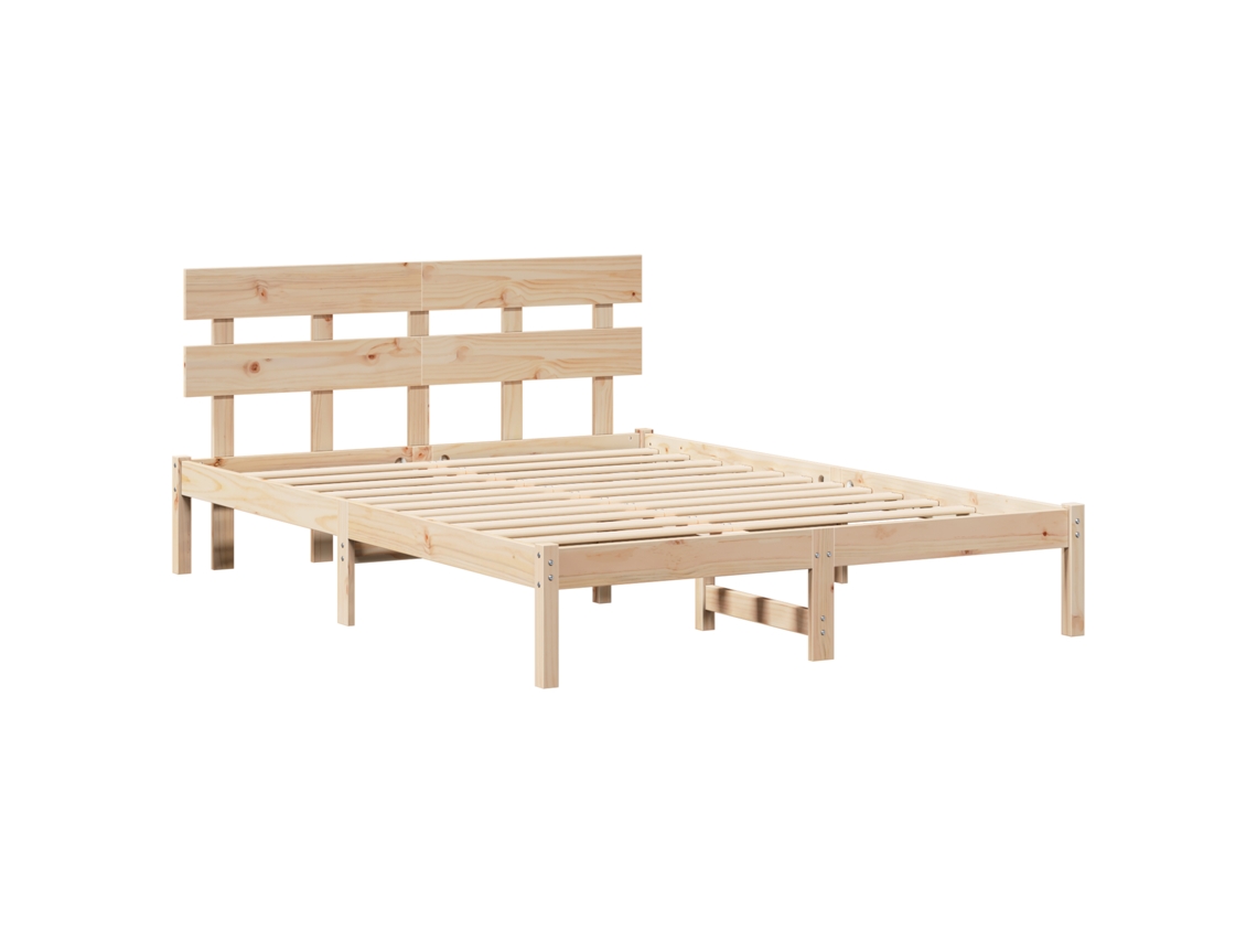Conjunto 1 Estrutura Da Cama Vidaxl Castanho Madeira De Pinho Maciça (160 X 200 Cm)