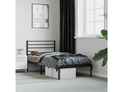 Vidaxl Estrutura De Cama Metal S/ Colchão C/ Cabeceira 75x190 Cm Preto