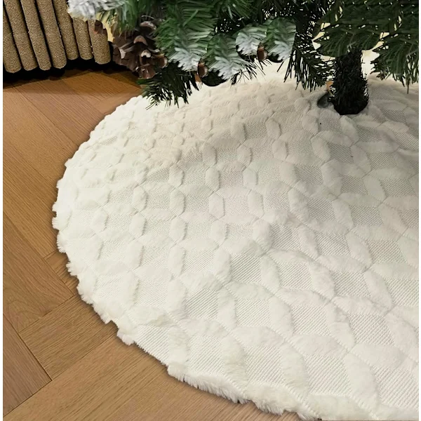 Tapete De Natal De 91 Cm (36 Polegadas) Em Pele Sintética Com Decoração Espessa Em Tricô Para Uma Decoração Natalina Alegre.