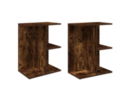 Conjunto de Mesas Cabeceira 2 Pcs Derivados Madeira Carvalho Fumado MAISON EXCLUSIVE (46,5x29x61 cm)
