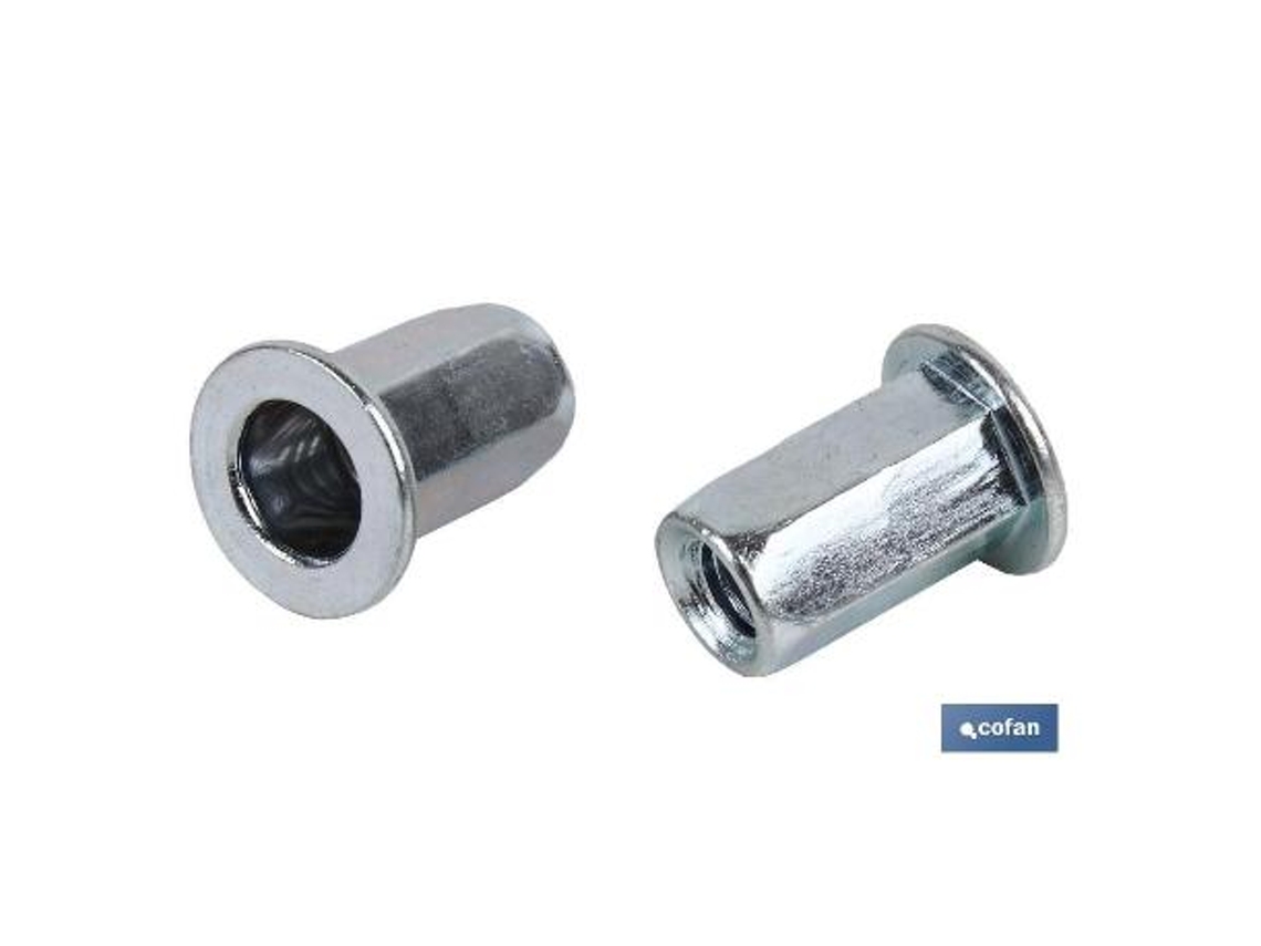 Tuercas remachables hexag. anchas m5   caja 200 unid.
