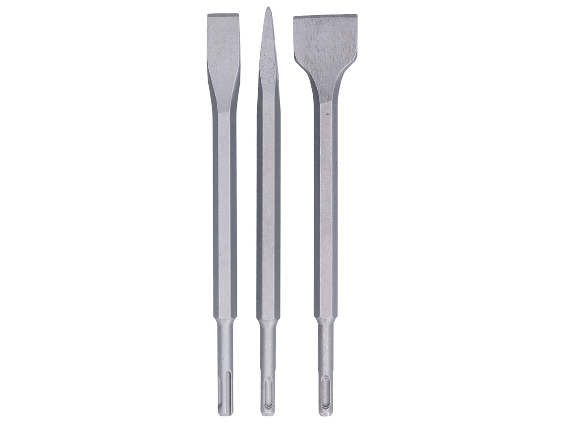 3 Peças Brocas De Martelo Rotativas De Aço Carbono Para Britadeira, Plana E Pontuda Para Azulejos E Concreto Com Cabo Redondo
