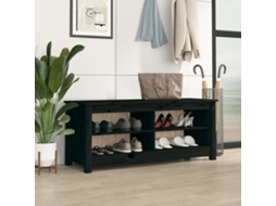 Vidaxl Banco Sapateira 110x38x45,5 Cm Pinho Maciço Preto