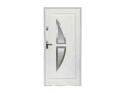 Porta de Entrada Semi-Vidrada Covas VENTE-UNIQUE.PT (Branco - Metal e Vidro - 95x9x203.5 cm)
