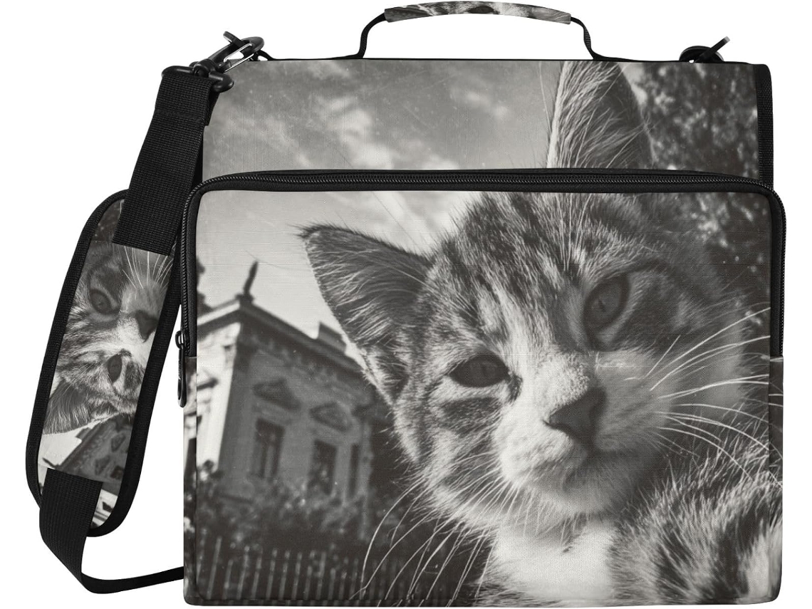 Pasta de mesa da Casa Branca com 3 gatos e Alça Carimbos, fácil de transportar documentos e arquivos, bolsa de armazenamento