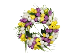 Guirlanda de Tulipas Artesanal, Guirlanda de Flores de Seda para Porta, Parede AQUAFORGE