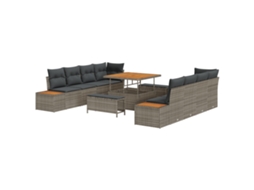 Conjunto 11 Sofá Exterior Vidaxl Cinzento Vime Pe (100 X 100 X 71 Cm)