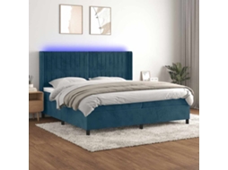 Vidaxl Cama Box Spring C/ Colchão/led 200x200 Cm Veludo Azul-escuro