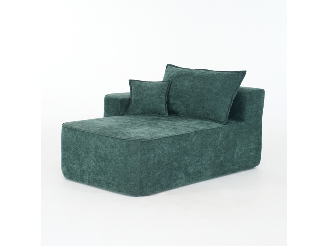Sofá Chaiselongue Verde Sem Montagem, Confortável E Macio, Inclui Almofadas E Bolsos Laterais