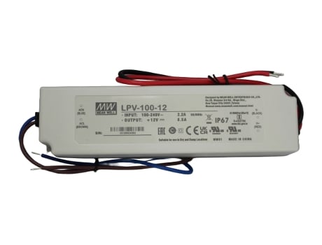 Fonte de alimentação Meanwell LPV 100, 100 W, 8,5 A, 12 VCC, IP67 Mean Well