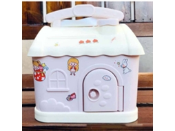 Ats caja para Moedas de Porco Rosa com 1 Adesivo e 5 Acessórios, Ideal para Meninas, Design Cartoon