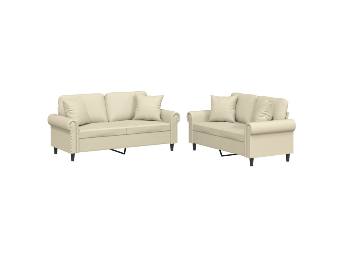 Sofa Set, Sofa Sets Vidaxl Creme Couro Artificial (n/a)