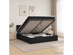 Vidaxl Cama Ottoman Com Colchão E Led Preto 200 X 200 Cm Tecido