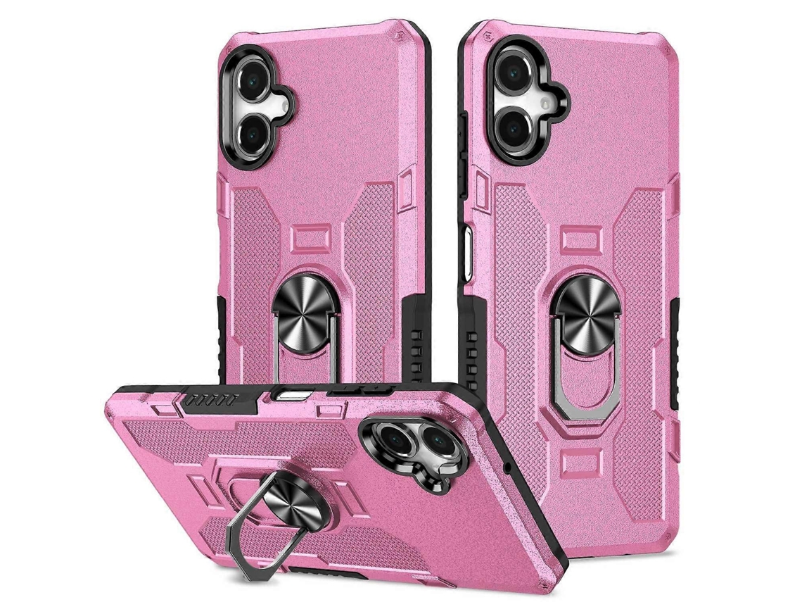 Capa De Celular Samsung Galaxy A06 Com Suporte De Anel E Capa De Pc Tpu À Prova De Choque - Rosa