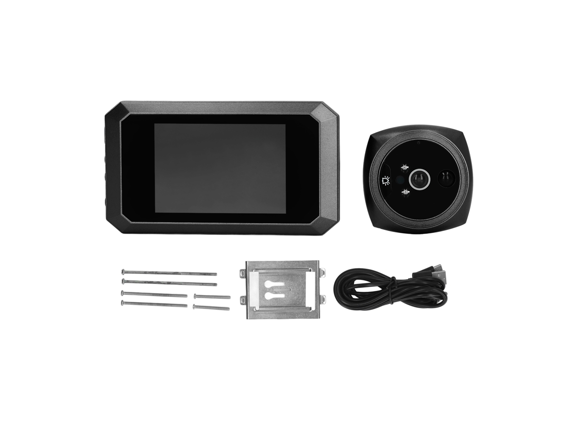 Kit De Mirilla Electrónica Inteligente Com Câmera Hd 720p E Tela Para Porta