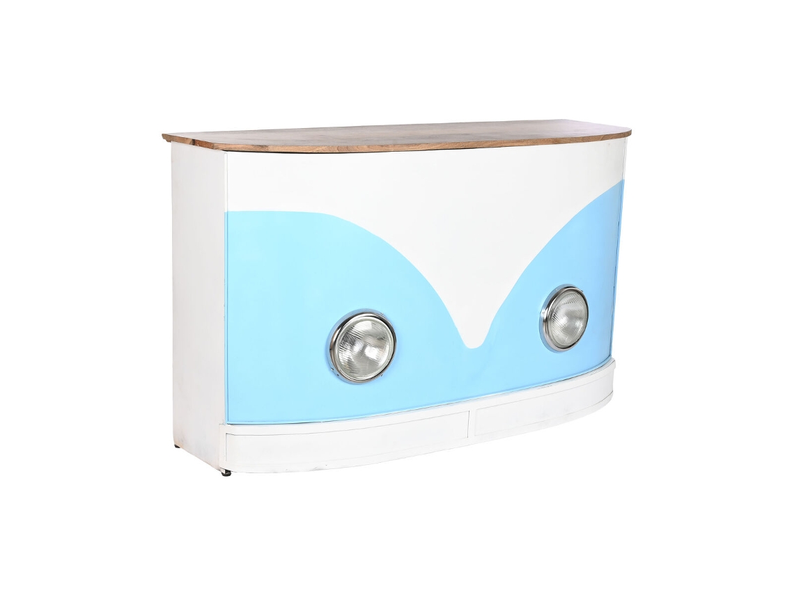 Mobiliário Auxiliar HOME ESPRIT Branco Castanho Turquesa Cristal Ferro Madeira de mangueira 157 x 52 x 90 cm