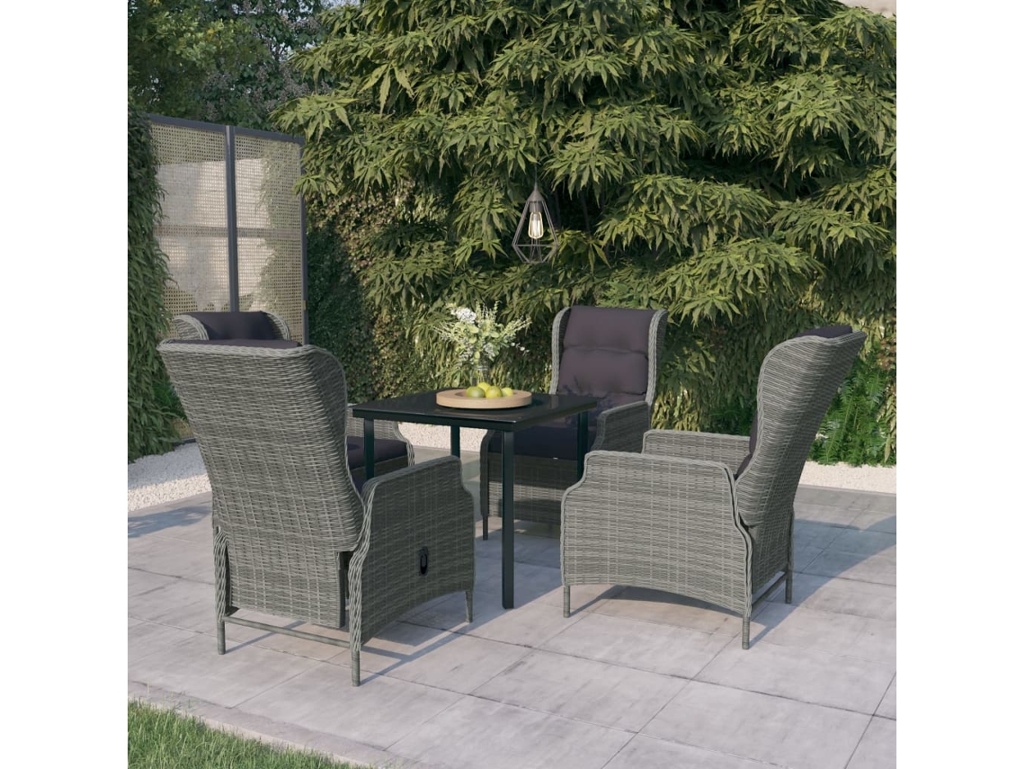 Vidaxl 5 Pcs Conjunto De Jantar Para Jardim Cinzento-claro