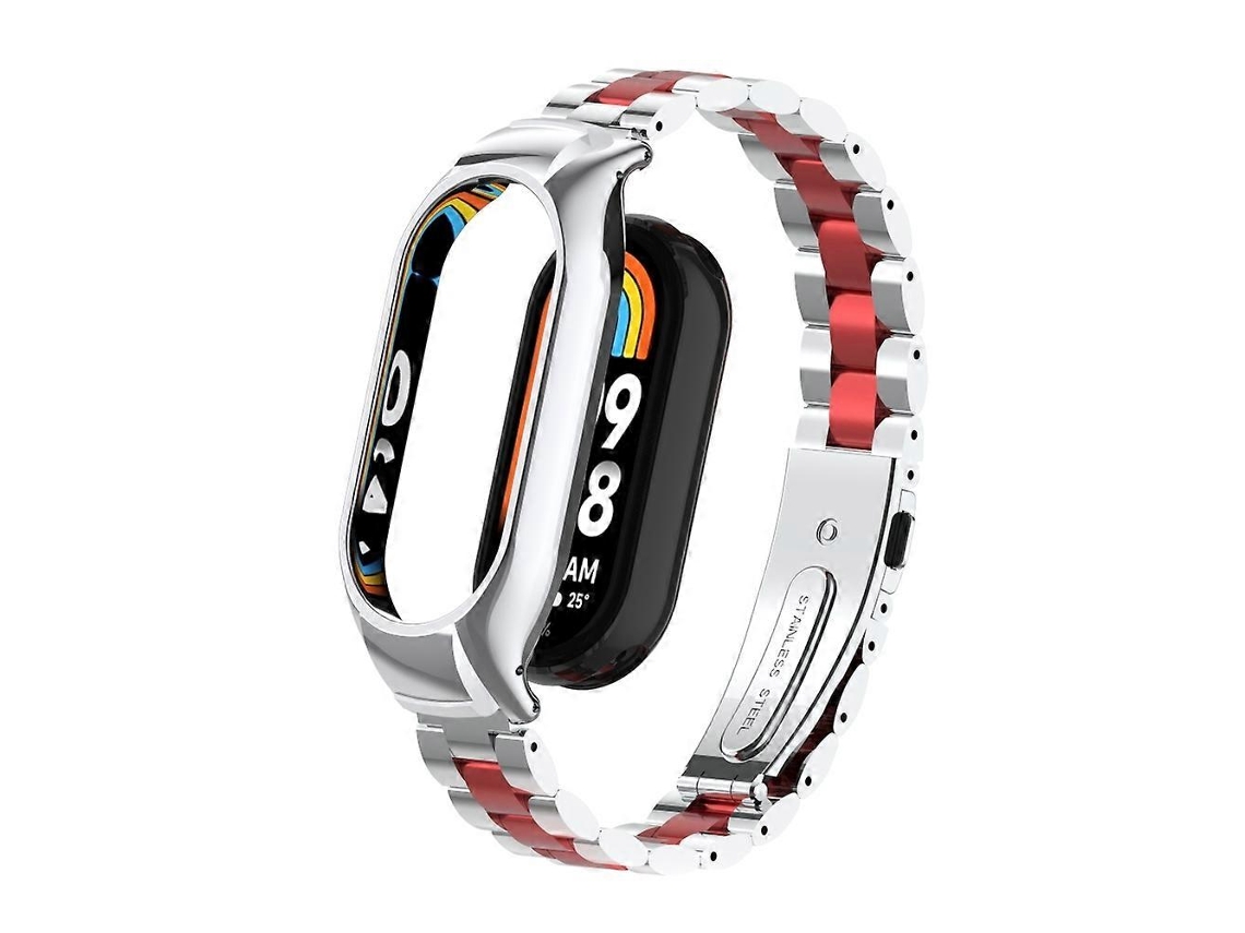 Caixa Metálica Integrada + Pulseira De Três Contas Para Xiaomi Mi Band 8