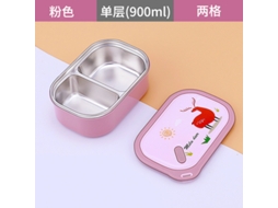Lancheira Isolada em Aço Inoxidável 304 Caixa Bento Cama Simples Compartimento Estudante Aquecível Portátil Cartoon Lancheira Rosa XLT
