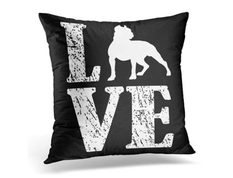 Fronha de Almofada ECZJNT preta adesiva American Love Pit Bull (40x40 cm)
