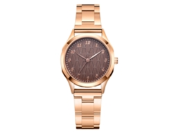 Relógio Analógico Feminino Elegante Pulseira de Liga Ouro Rosa Quartzo (marrom)