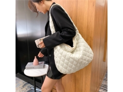 Bolsa Tote AQUAFORGE espaçosa, acolchoada, forro de algodão, xadrez