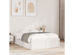 Cama Sem Colchão 120x190 Cm Madeira De Pinho Maciça Branco