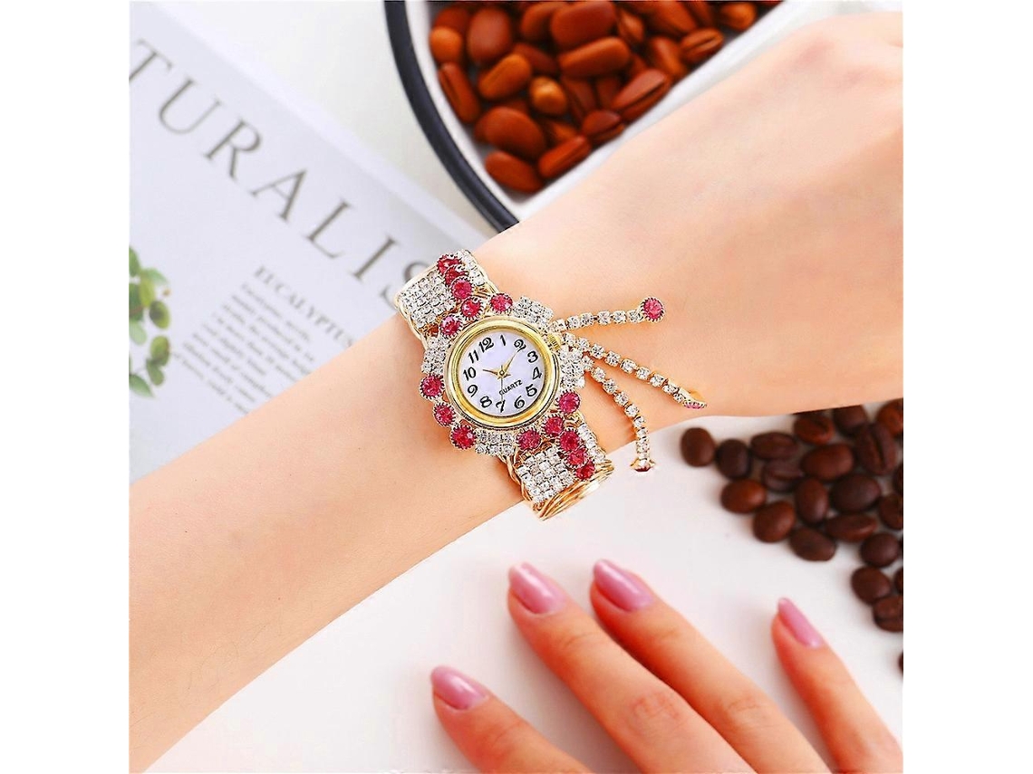 Relógio De Pulso Feminino, Relógio De Quartzo, Relógio Com Personalidade E Estilo Arrojado Com Pingente De Diamantes.