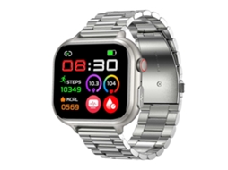 Smartwatch TK17 de 1,91 polegadas com pulseira de aço e tela horizontal. Suporta ECG e eletrocardiograma. Bicicleta elétrica.