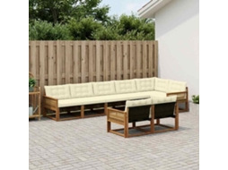 Vidaxl Conjunto De Sofás Para Exterior 8 Unid. Natural E Creme