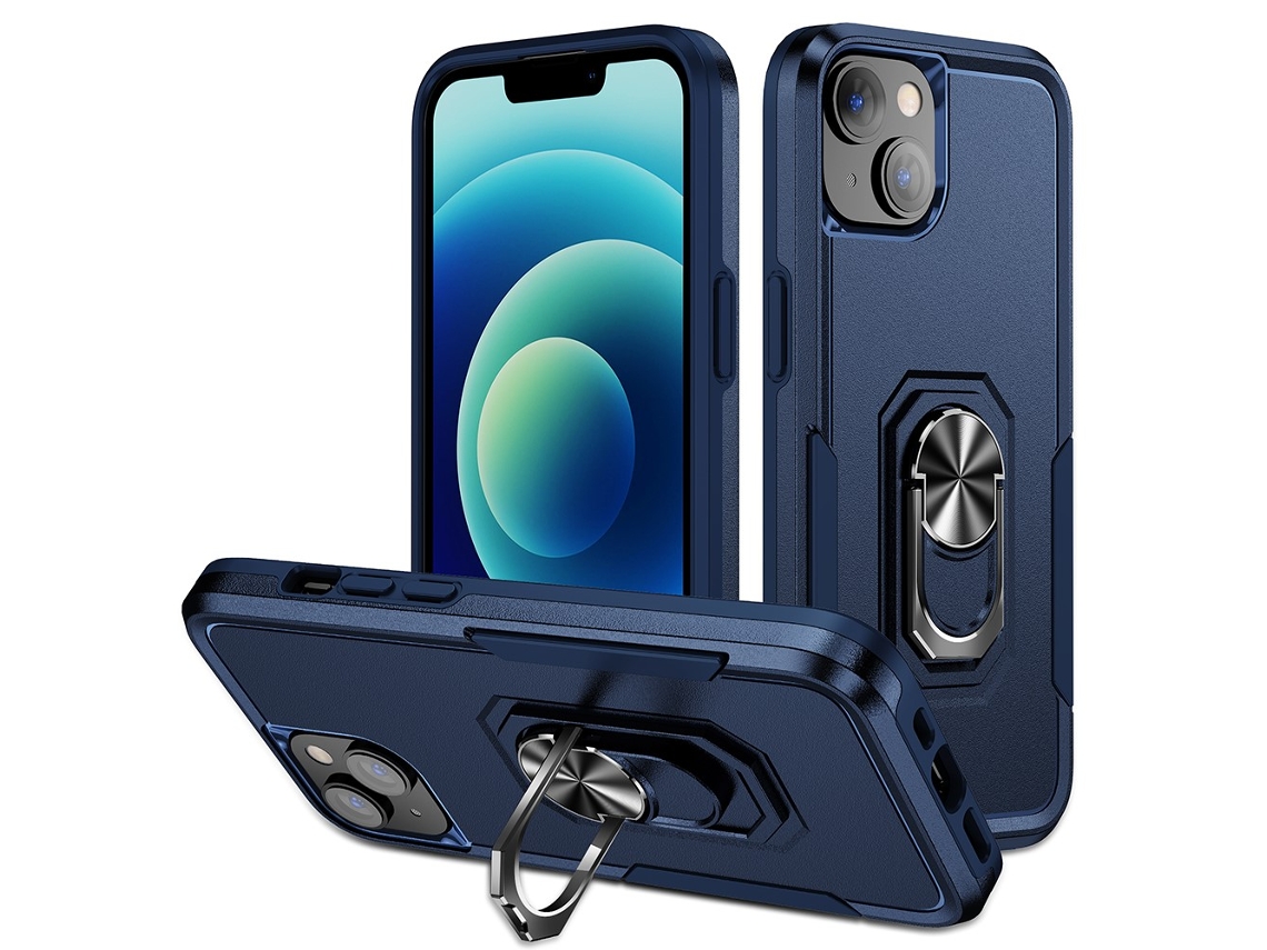 Suporte Casa Para Iphone 15 Plus Pele Sintética Azul