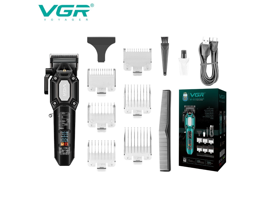(preto) Máquina De Cortar Cabelo Elétrica Com Visor Lcd, Especial Para Cabelos Oleosos, Aparador De Cabelo Elétrico