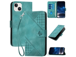 Capa Para Iphone 15 Plus Pele Sintética Azul