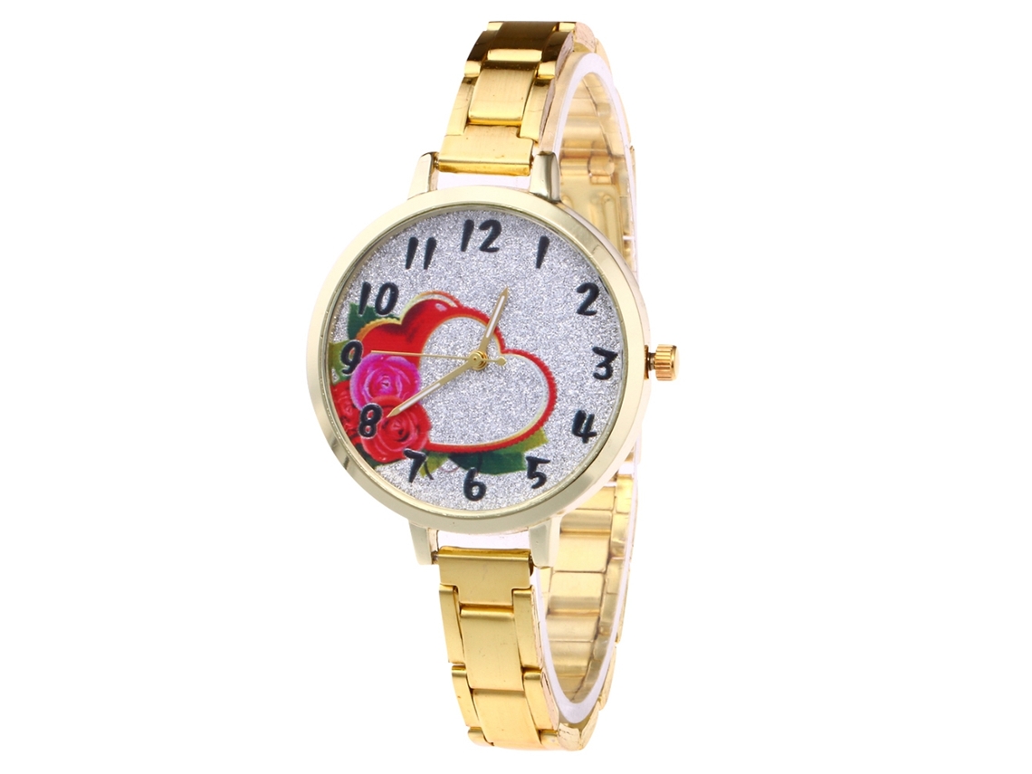 Relógio de quartzo unissex Zhoulianfa com pulseira de aço, estilo casual (dourado)