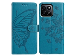 Capa Tipo Carteira Com Estampa De Borboleta Para Honor X6c 4g, Capa De Couro Pu Com Flip E Alça, Azul