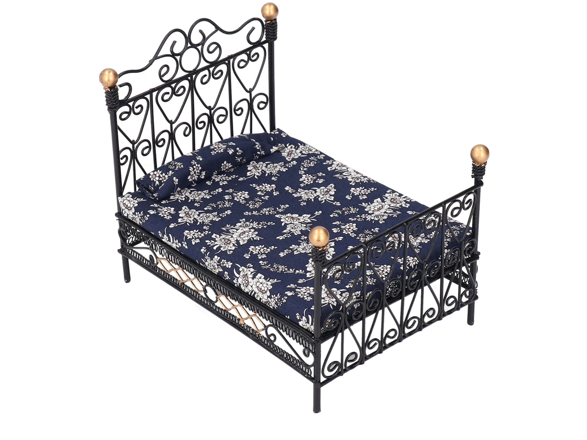 Primerox cama de Ferro Dupla Miniatura Casa de Bonecas 1:12 Princesa Decoração Prática