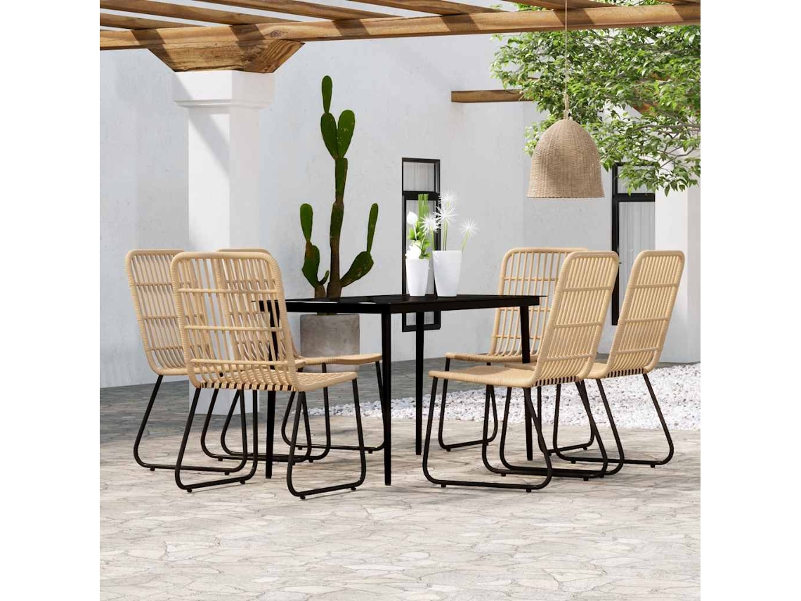 Vidaxl 7 Pcs Conjunto De Jantar Para Jardim Cor De Carvalho